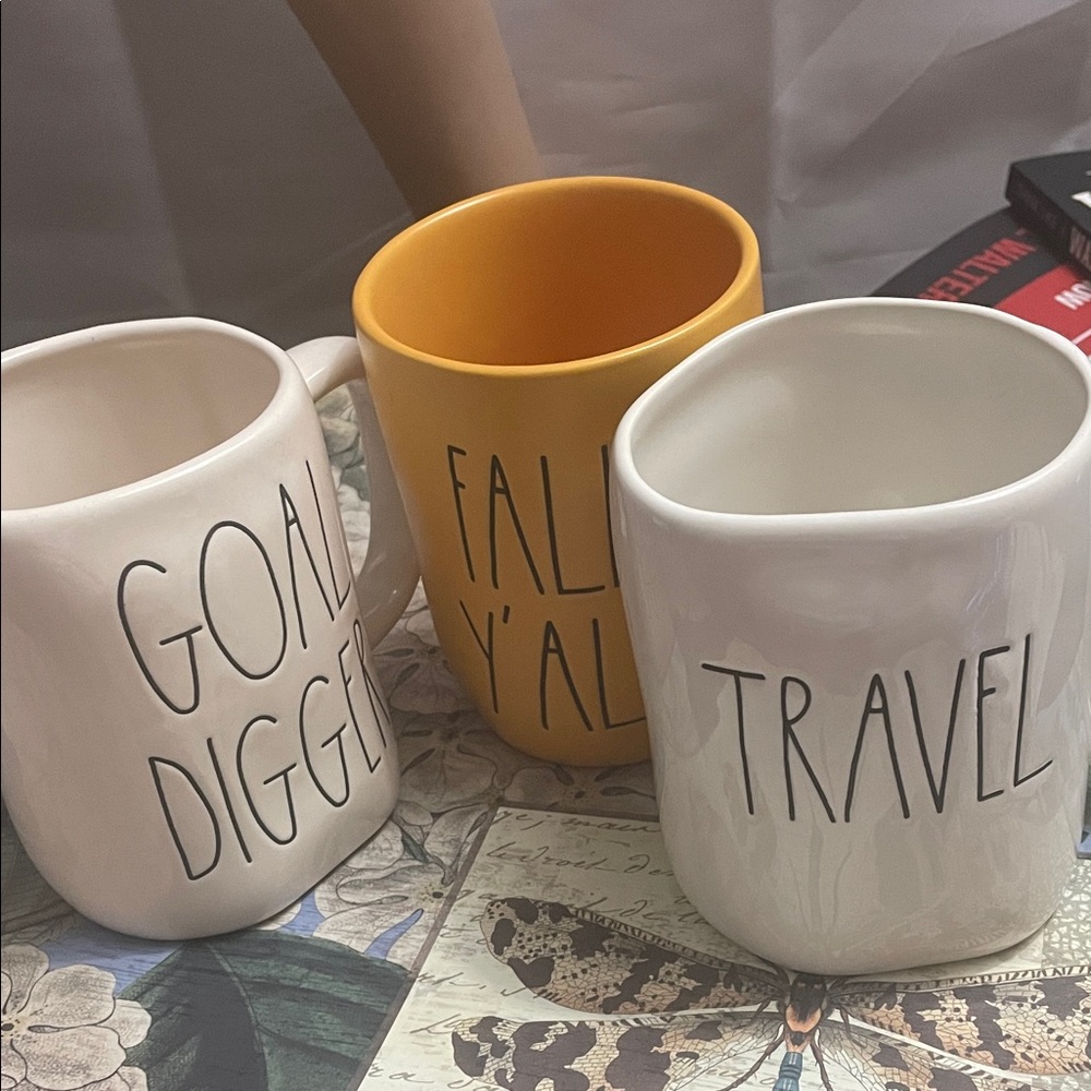 Rae Dunn Mug Trio - Cream, Orange